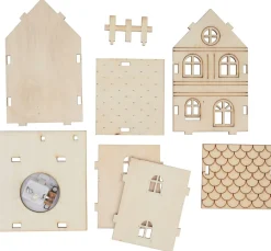VBS Serviettentechnik|Holz, Mdf & Pappmaché>Holzbausatz "Haus mit Zaun"