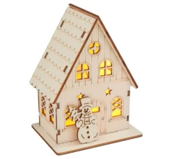 VBS Holz, Mdf & Pappmaché>Holzbausatz "Haus mit Schneemann", inkl. LED