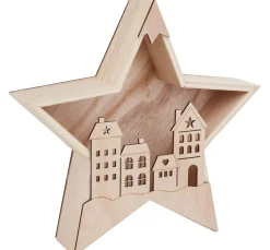 VBS Holz, Mdf & Pappmaché>Holzbausatz "Holzstern mit Häuserfront"