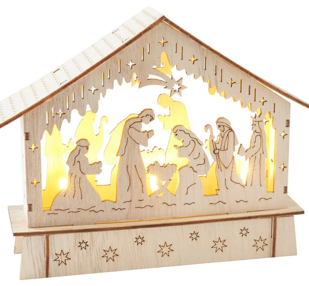 VBS Krippen|Holz, Mdf & Pappmaché>Holzbausatz "Krippe mit LED"