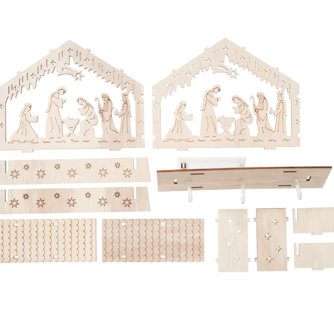 VBS Krippen|Holz, Mdf & Pappmaché>Holzbausatz "Krippe mit LED"