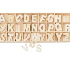 Kinder VBS Holz|Holz, Mdf & Pappmaché>Holz-Buchstaben-Set "Sortiert - Natur", 130 Stück