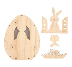 VBS Holz, Mdf & Pappmaché>Holz-Ei mit LED "Hase im Fenster"
