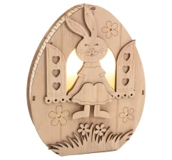 VBS Holz, Mdf & Pappmaché>Holz-Ei mit LED "Häsin im Fenster"