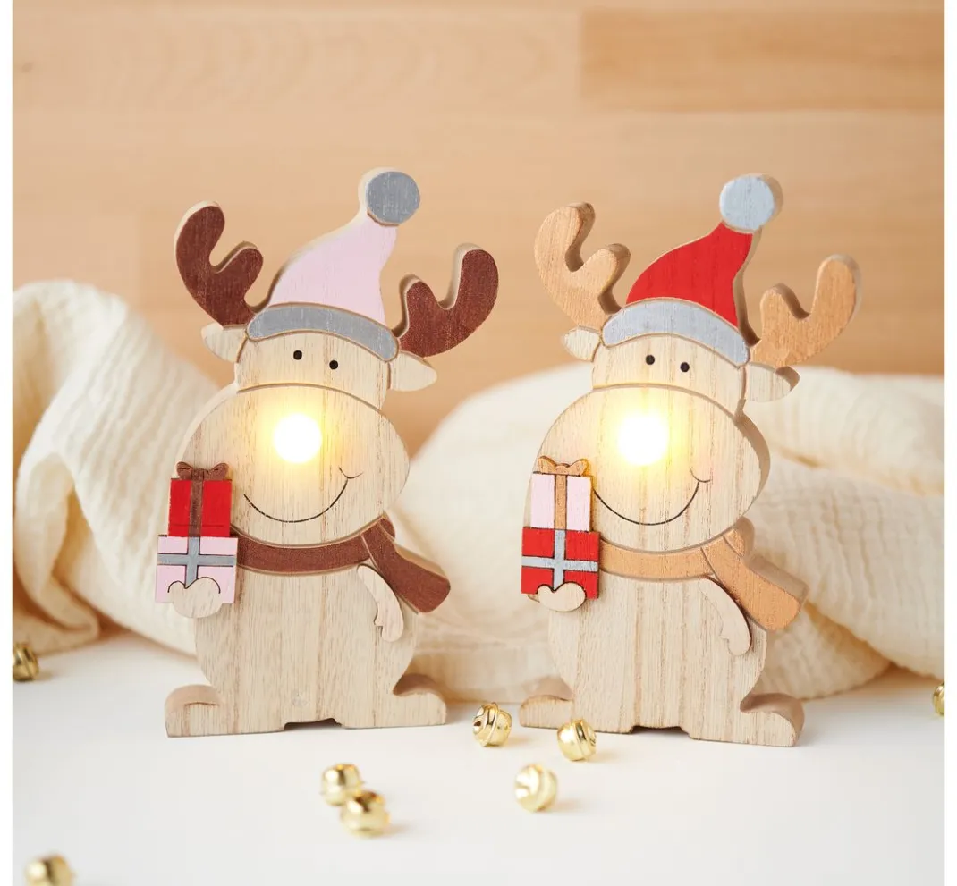 VBS Holz, Mdf & Pappmaché>Holz-Elch mit LED Nase