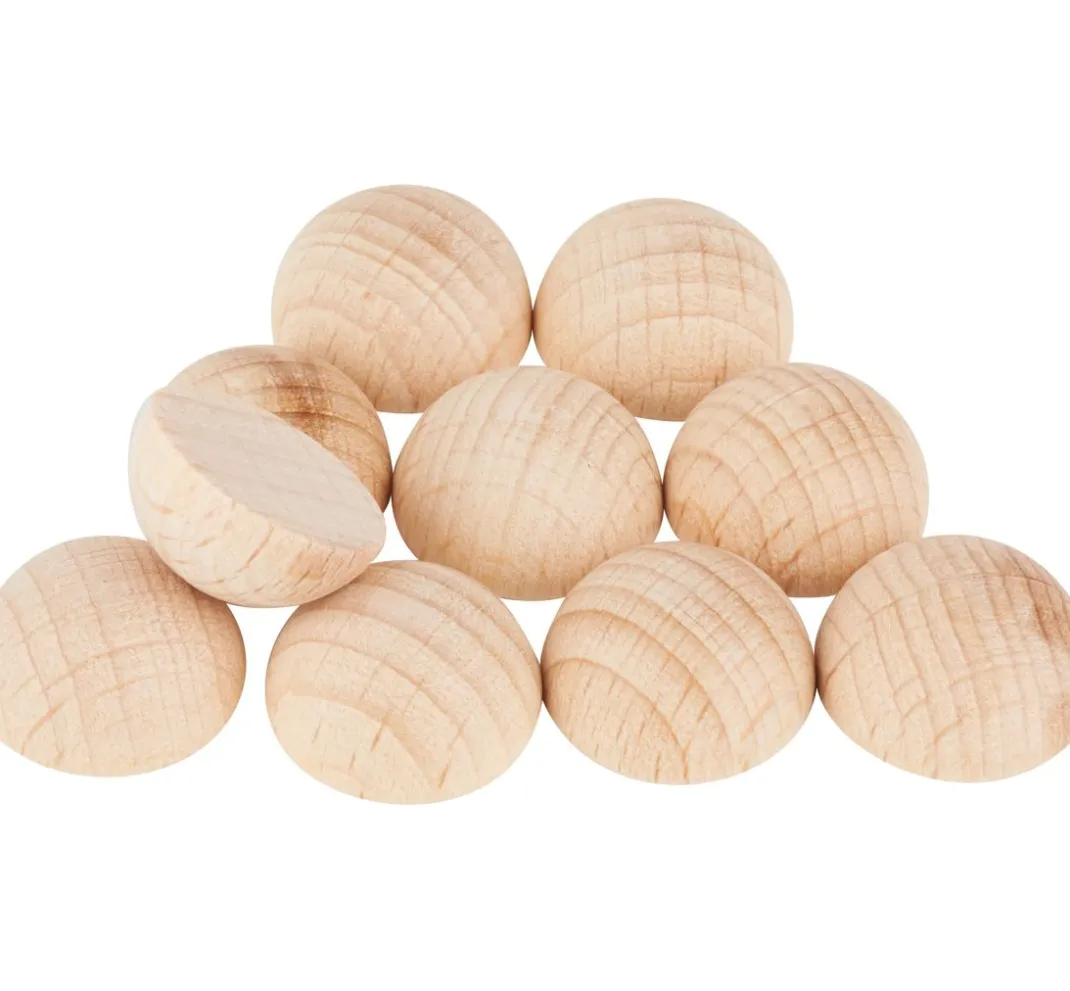 Kinder VBS Holz|Holz, Mdf & Pappmaché>Holz-Halbkugeln ohne Bohrung, 10 Stück