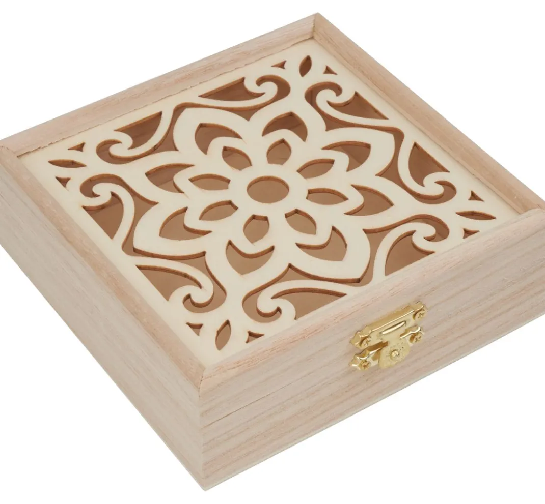 VBS Holz, Mdf & Pappmaché>Holzkasten "Ornament-Blume"