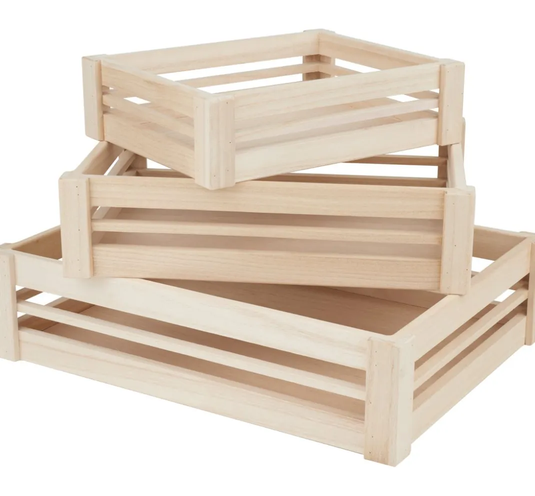 VBS Brandmalerei|Holz, Mdf & Pappmaché>Holzkisten, flach, 3er-Set