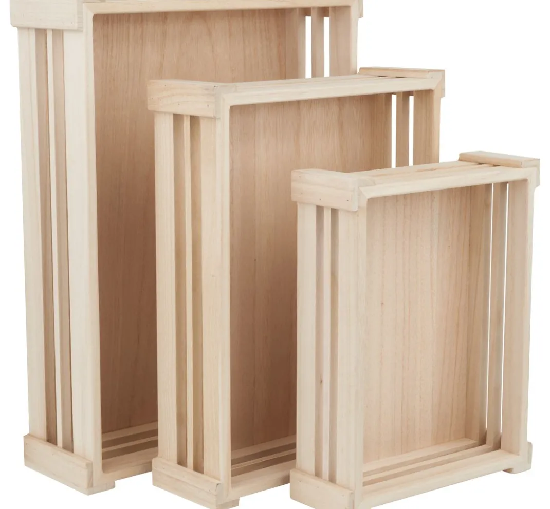 VBS Brandmalerei|Holz, Mdf & Pappmaché>Holzkisten, flach, 3er-Set