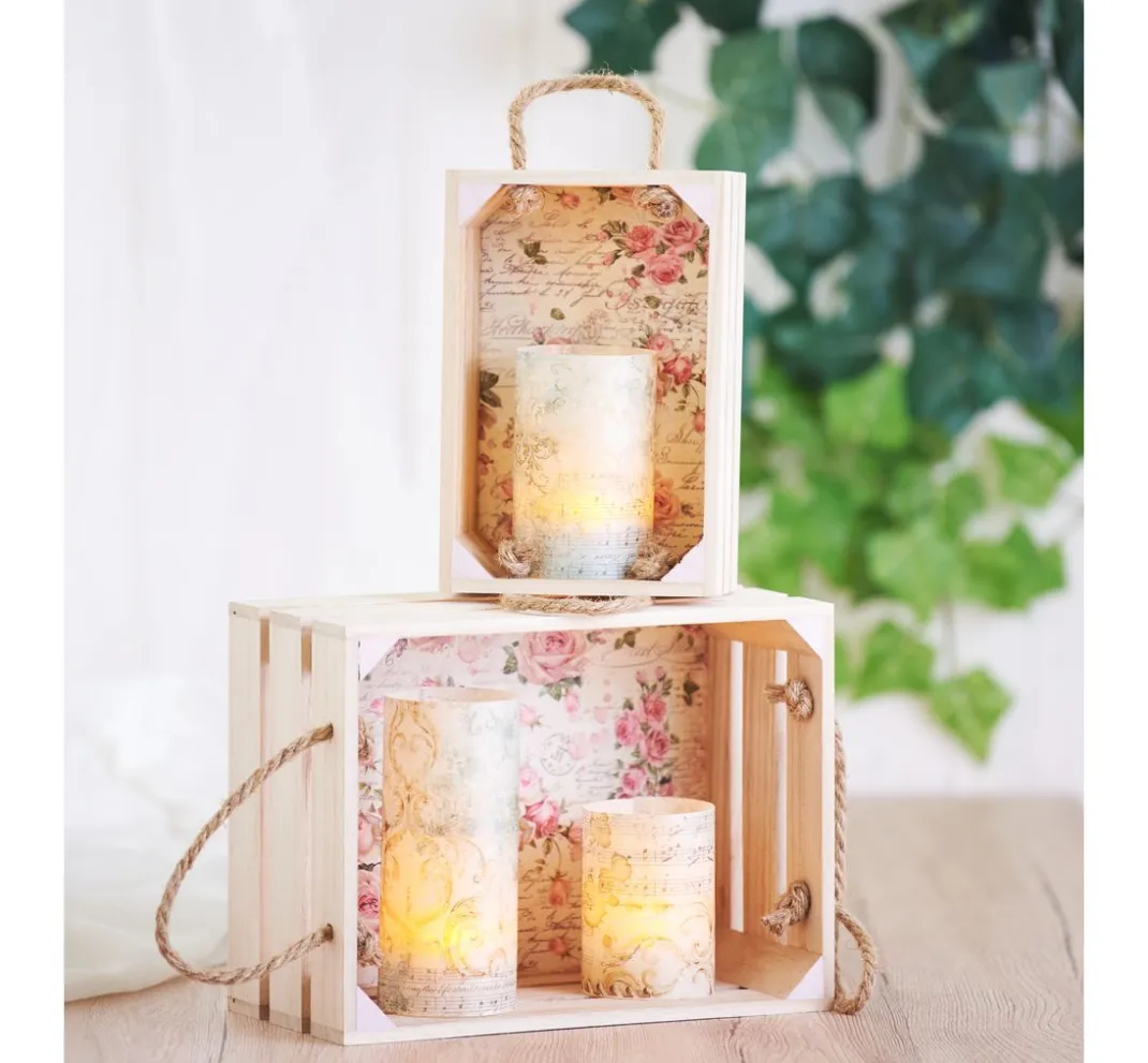 VBS Serviettentechnik|Decoupage>Holzkisten mit Latten, 2er-Set