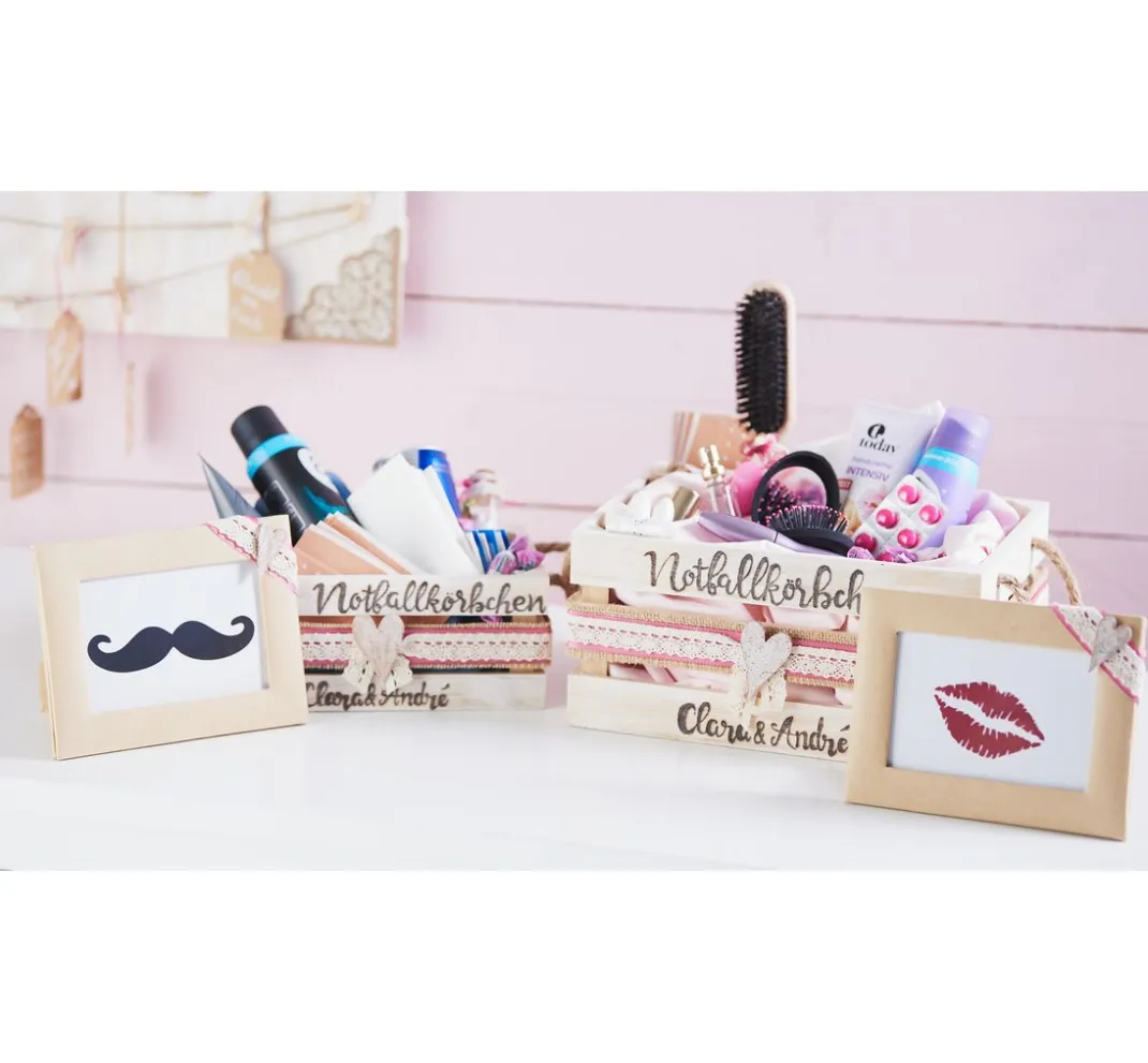 VBS Serviettentechnik|Decoupage>Holzkisten mit Latten, 2er-Set