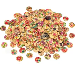 VBS XXL Knöpfe|Scrapbooking>VBS Holzknöpfe "Blumen-Mix", 100 g