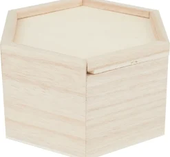 VBS Brandmalerei|Serviettentechnik>Holz-Kästchen mit Schiebedeckel, 6-eckig