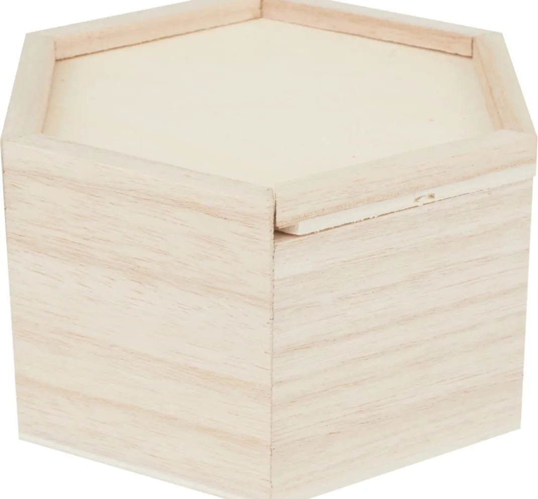 VBS Brandmalerei|Serviettentechnik>Holz-Kästchen mit Schiebedeckel, 6-eckig
