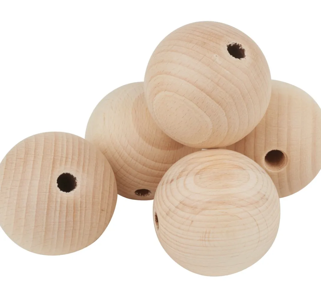 Kinder VBS Holz|Holz, Mdf & Pappmaché>Holzkugeln durchgebohrt "Ø 50 mm"