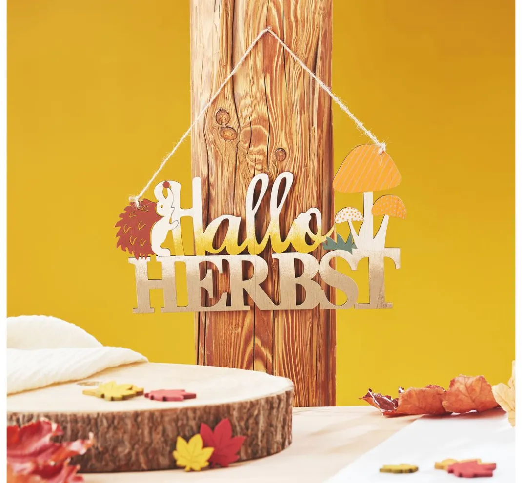 VBS Anhänger|Holz, Mdf & Pappmaché>Holzschild "Hallo Herbst"