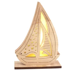 VBS Dekofiguren & -Objekte|Holz, Mdf & Pappmaché>Holz-Segelboot, inkl. LED