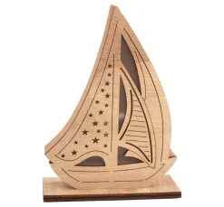VBS Dekofiguren & -Objekte|Holz, Mdf & Pappmaché>Holz-Segelboot, inkl. LED