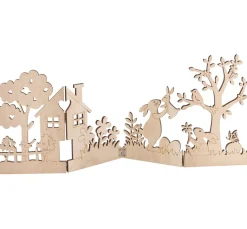 VBS Streuteile|Holz, Mdf & Pappmaché>Holz-Silhouette "Hasen im Garten"