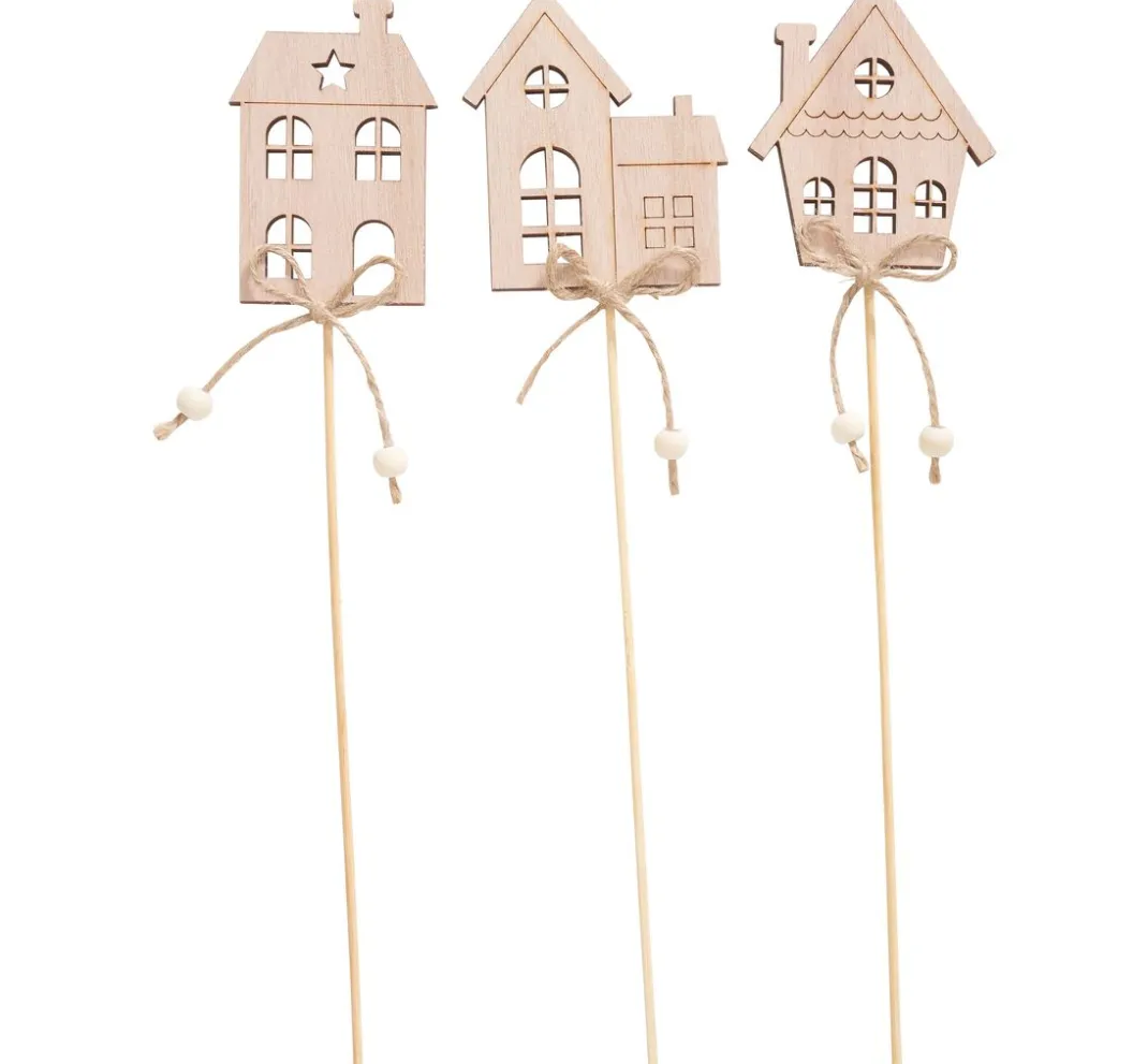 VBS Holz, Mdf & Pappmaché>Holz-Stecker "Häuser", 3-er Set