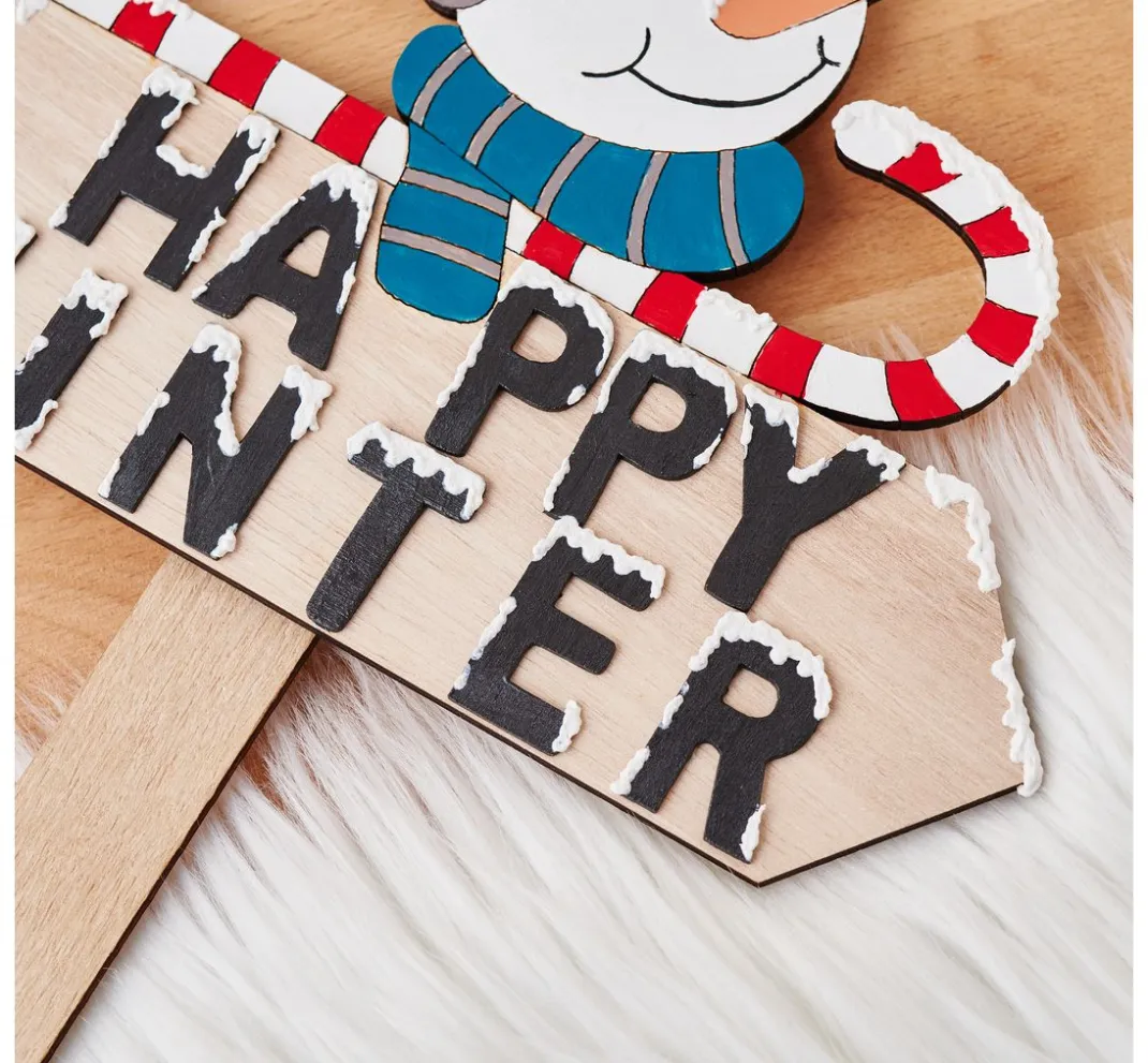 VBS Holz, Mdf & Pappmaché>Holz-Stecker mit Schild "Schneemann"