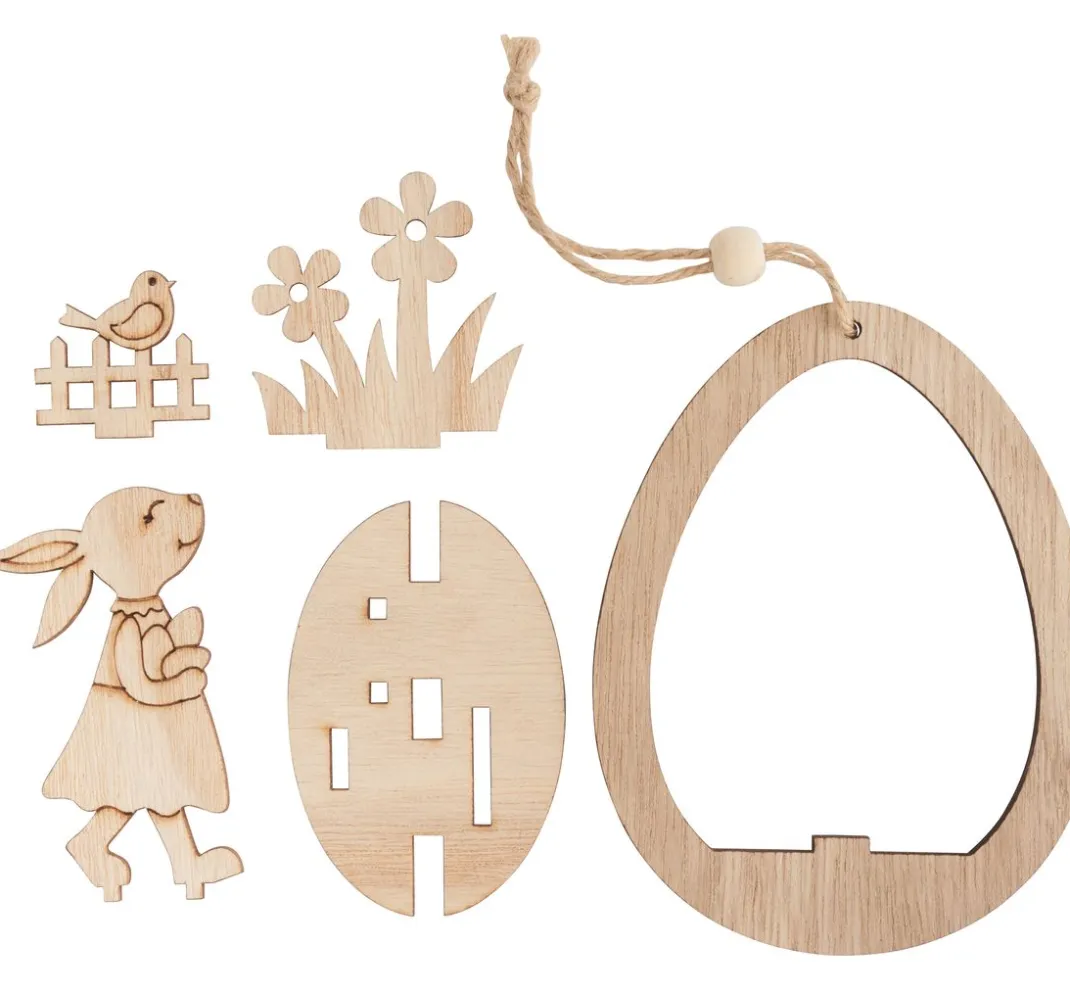 VBS Anhänger|Holz, Mdf & Pappmaché>Holzsteckmotiv Anhänger Ei "Hazel am Gartenzaun"
