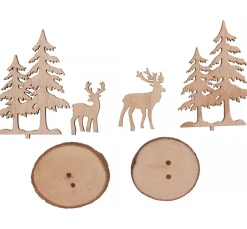 VBS Dekofiguren & -Objekte|Holz, Mdf & Pappmaché>Holzsteckmotiv auf Rindenscheibe, 2er-Set