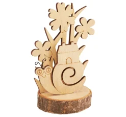 Kinder VBS Papier|Décopatch>Holz-Steckmotiv auf Rindenscheibe "Schnecke Herbie"