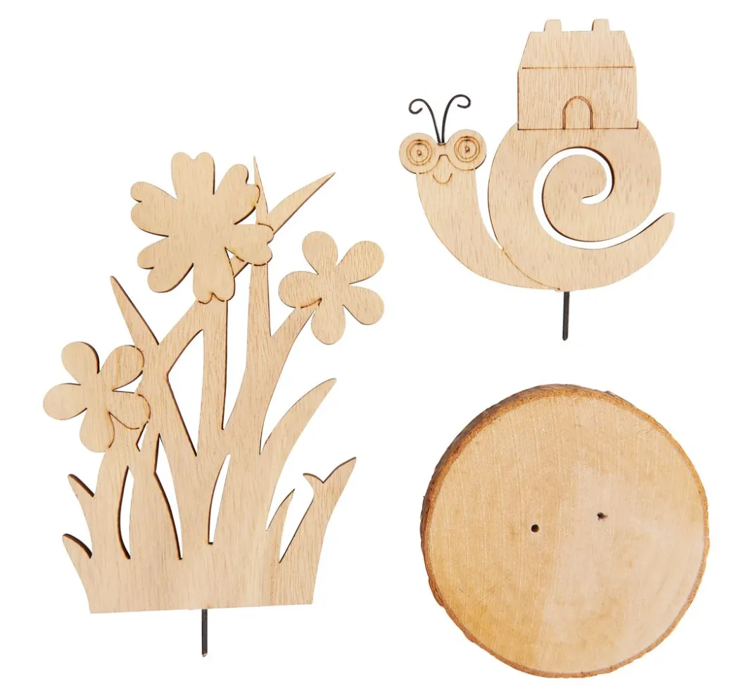 Kinder VBS Papier|Décopatch>Holz-Steckmotiv auf Rindenscheibe "Schnecke Herbie"