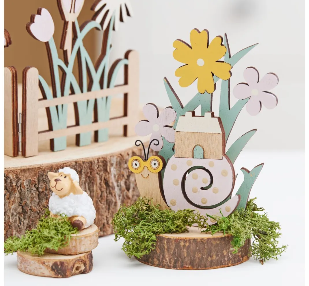 Kinder VBS Papier|Décopatch>Holz-Steckmotiv auf Rindenscheibe "Schnecke Herbie"