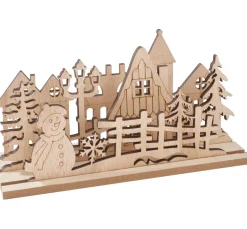 VBS Holz, Mdf & Pappmaché>Holz-Steckmotiv "Dorf mit Schneemann"