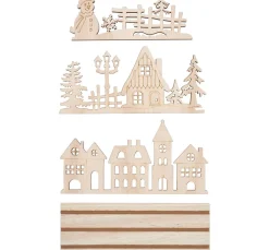 VBS Holz, Mdf & Pappmaché>Holz-Steckmotiv "Dorf mit Schneemann"