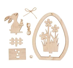VBS Anhänger|Holz, Mdf & Pappmaché>Holz-Steckmotiv Ei-Anhänger "Hase mit Möhre"