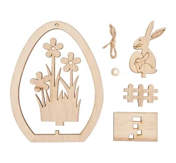 VBS Anhänger|Holz, Mdf & Pappmaché>Holz-Steckmotiv Ei-Anhänger "Hase mit Ei"