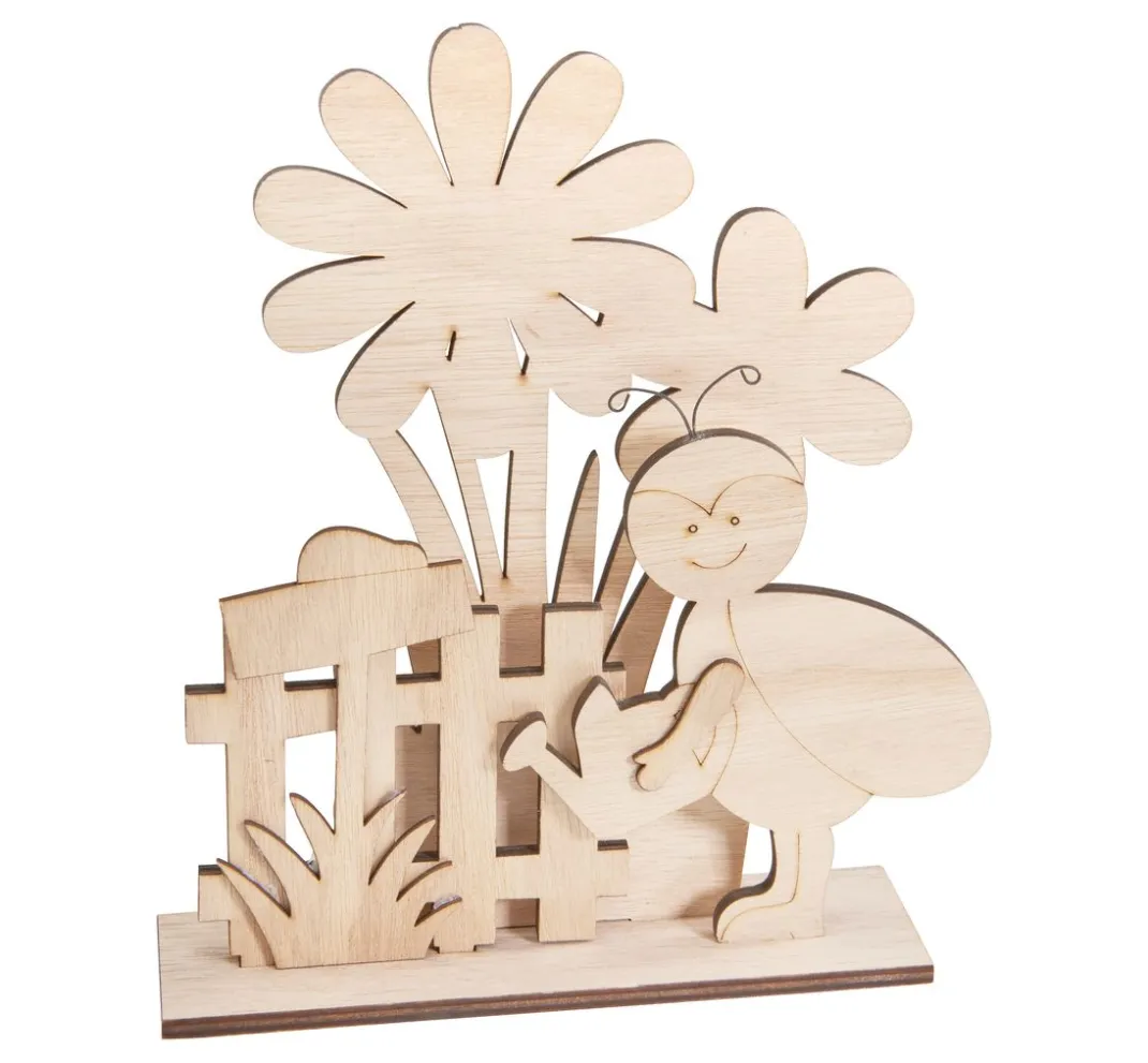 VBS Holz, Mdf & Pappmaché>Holz-Steckmotiv "Frühlingsbote am Gartenzaun"