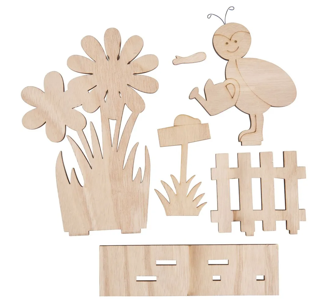 VBS Holz, Mdf & Pappmaché>Holz-Steckmotiv "Frühlingsbote am Gartenzaun"