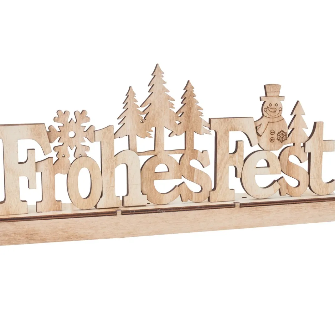 VBS Holz, Mdf & Pappmaché>Holz-Steckmotiv "Frohes Fest", mit LED