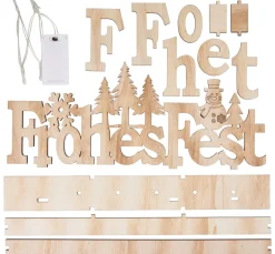 VBS Holz, Mdf & Pappmaché>Holz-Steckmotiv "Frohes Fest", mit LED