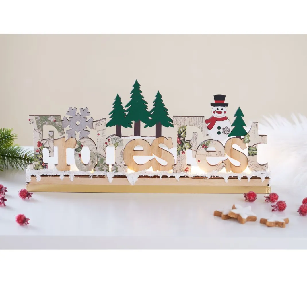 VBS Holz, Mdf & Pappmaché>Holz-Steckmotiv "Frohes Fest", mit LED