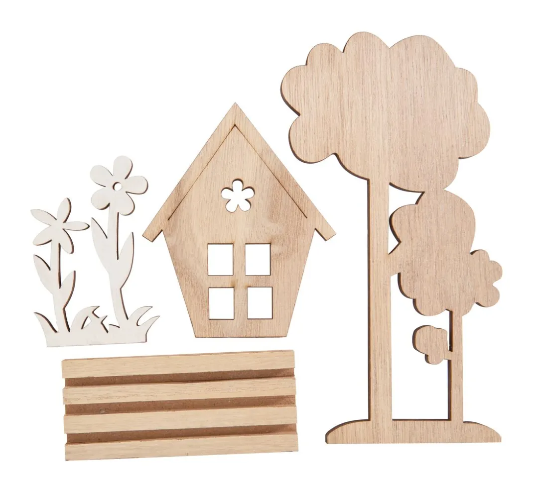 VBS Holz, Mdf & Pappmaché>Holz-Steckmotiv "Haus im Grünen"