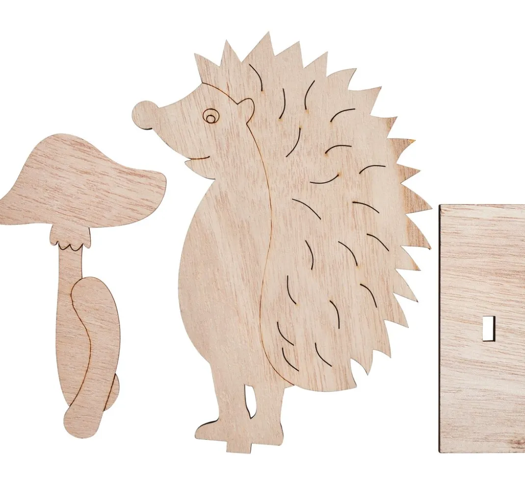 VBS Holz, Mdf & Pappmaché>Holz-Steckmotiv "Igel", 3-tlg.