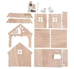 VBS Krippen|Holz, Mdf & Pappmaché>Holz-Steckmotiv "Krippe mit Figuren"