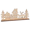 VBS Holz, Mdf & Pappmaché>Holz-Steckmotiv "Landschaft mit Rehen und Häusern"