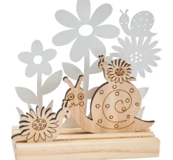VBS Holz, Mdf & Pappmaché>Holzsteckmotiv mit Metallblumen "Schnecken"
