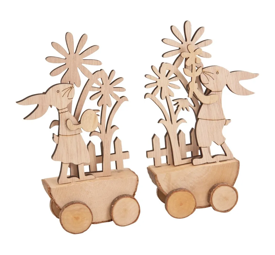 VBS Holz, Mdf & Pappmaché>Holz-Steckmotiv "Rasende Osterhasen"