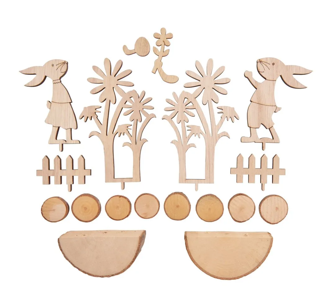 VBS Holz, Mdf & Pappmaché>Holz-Steckmotiv "Rasende Osterhasen"