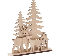 VBS Holz, Mdf & Pappmaché>Holz-Steckmotiv "Rehe am Waldesrand", 5-tlg.
