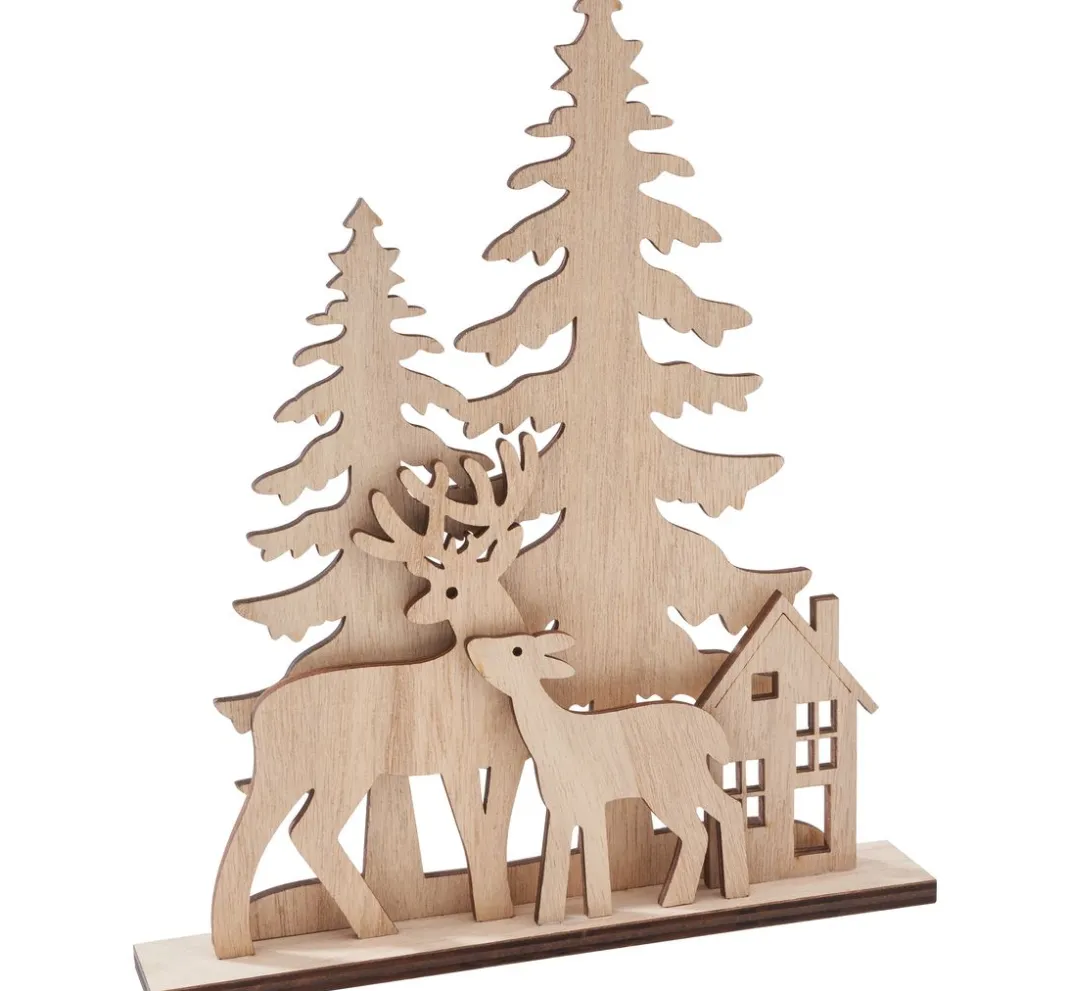 VBS Holz, Mdf & Pappmaché>Holz-Steckmotiv "Rehe am Waldesrand", 5-tlg.