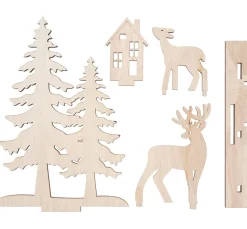 VBS Holz, Mdf & Pappmaché>Holz-Steckmotiv "Rehe am Waldesrand", 5-tlg.