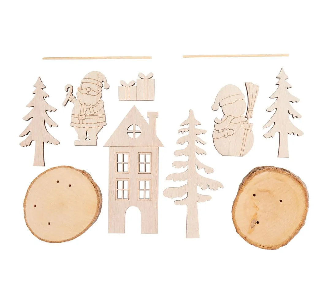 VBS Holz, Mdf & Pappmaché>Holz-Steckmotiv "Santa & Snowy"